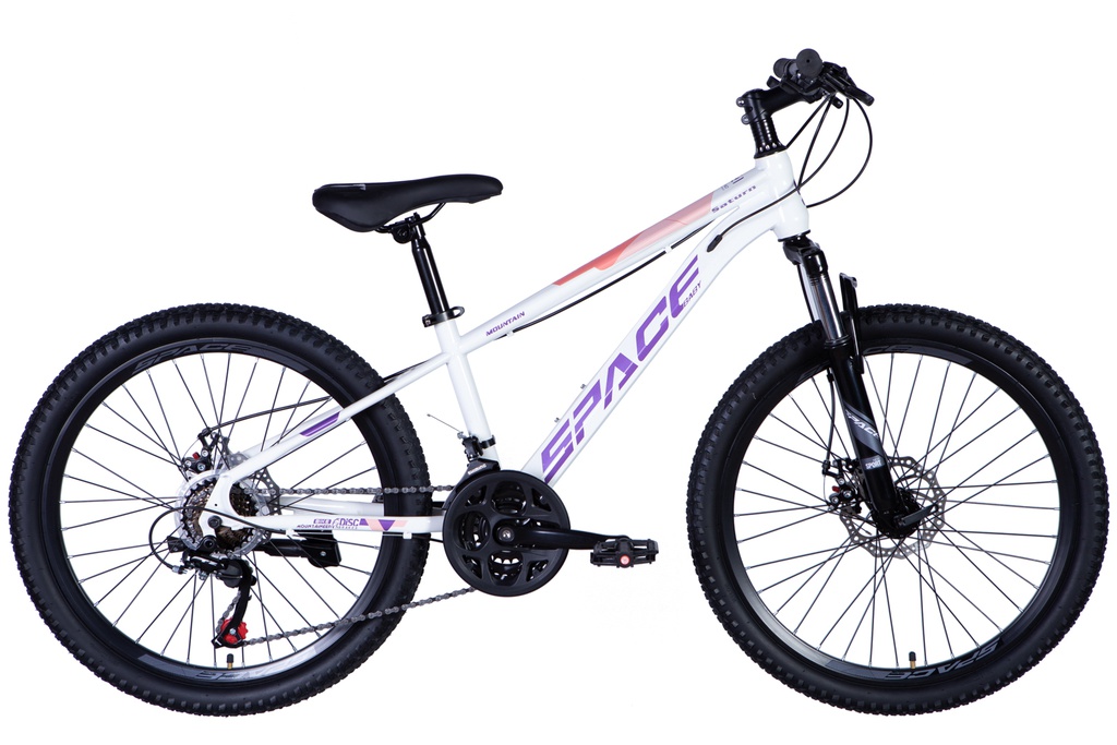 Велосипед Високоміцна сталь 24&quot; SPACE SATURN Хардтейл рама-13&quot; бiло-бузковий 2024