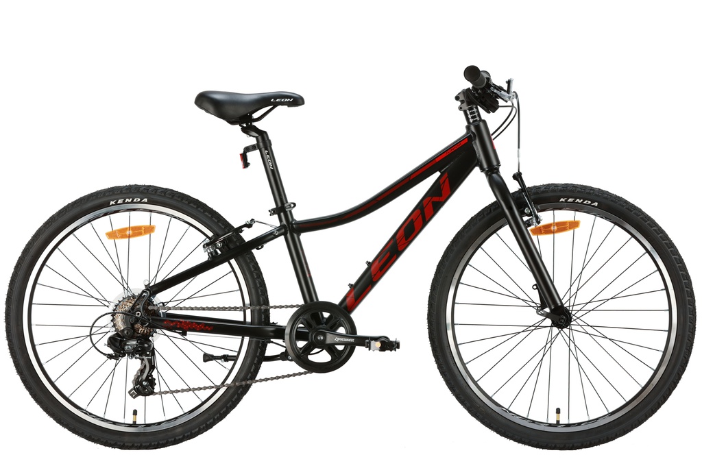 Велосипед алюміній 24&quot; Leon JUNIOR Vbr рама-12&quot; чорний з червоним (матовий) 2024