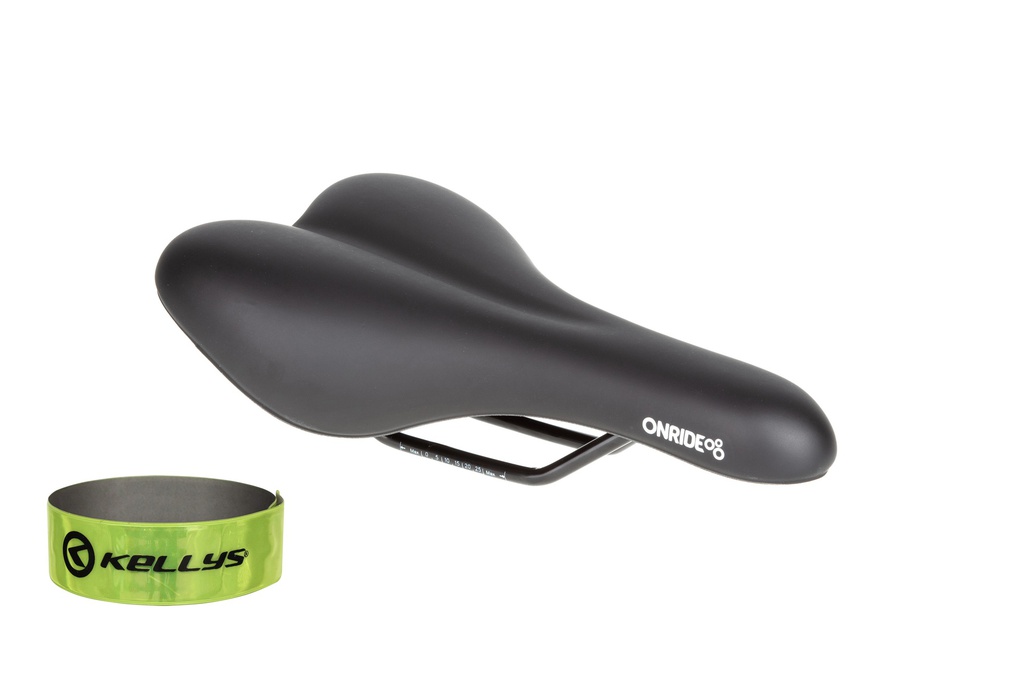 Сідло ONRIDE Nap, рамки cталь, чорне, 272 х 155 мм + світловідбиваюча смужка KLS 3M 30 см