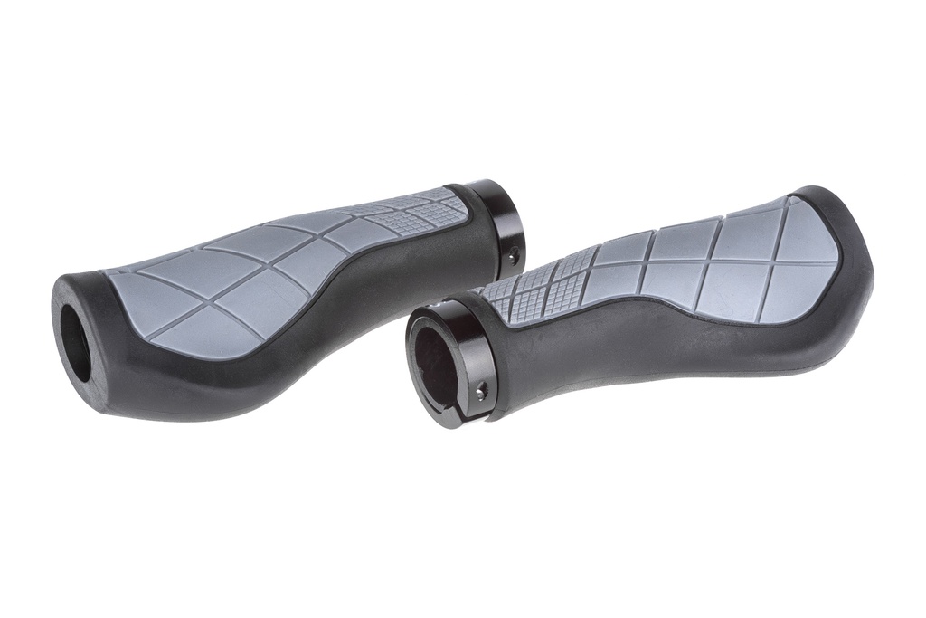 Ручки руля ONRIDE Cliff, ергономічні, один замок, чорні/сірі