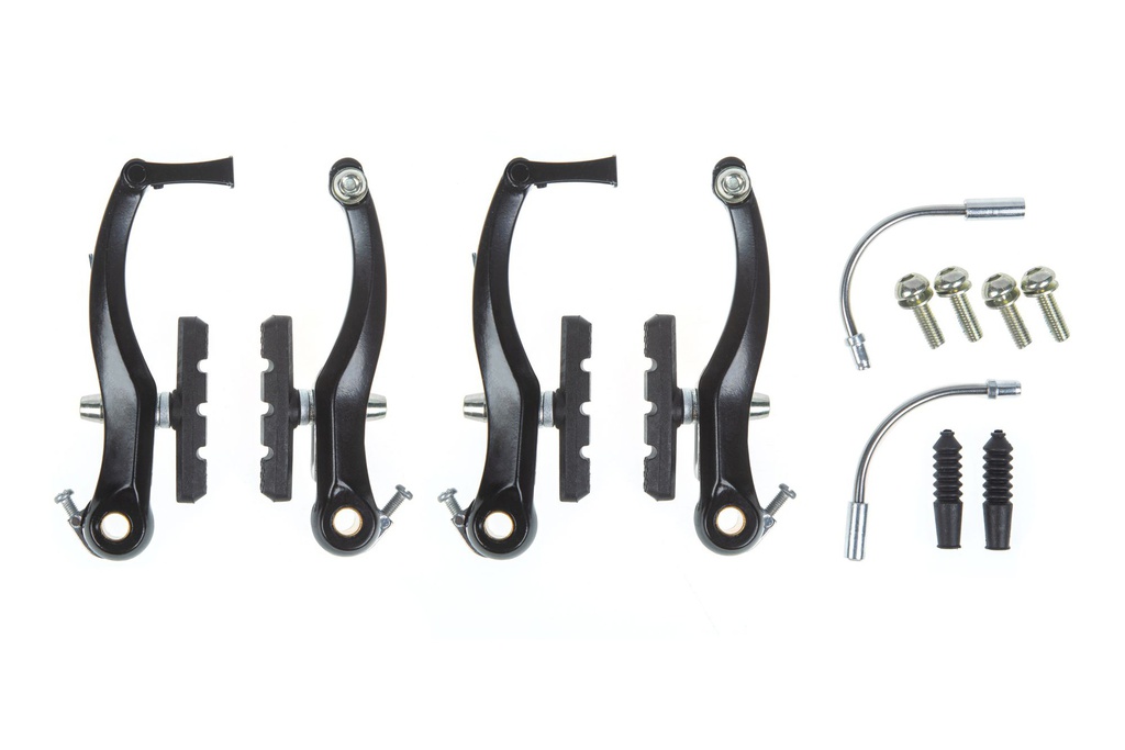 Комплект гальм TW V-Brake 110 мм з направляючою та пильником, переднє + заднє, алюміній, чорний