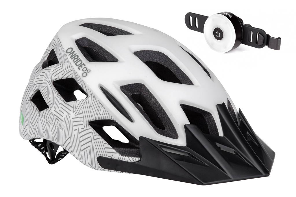 Шолом ONRIDE Sub біло-сірий L (58-61 см) + Мигалка ONRIDE Donut 20