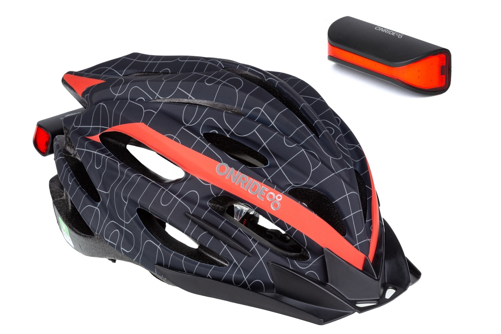 Шолом ONRIDE Grip чорний/червоний L (58-61 см) + Мигалка ONRIDE Slit