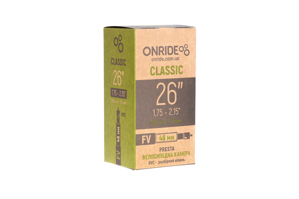 Камера ONRIDE Classic 26&quot;x1.75-2.15&quot; FV 48 RVC - розбірний ніпель