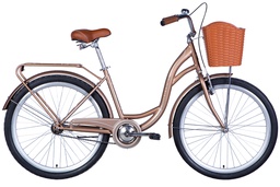 [STK-D-26-262] Велосипед уцінений сталь 26 Dorozhnik AQUAMARINE гальмівна рама-17" бежевий з багажником задн St з корзиною Pl з крылом St 2024