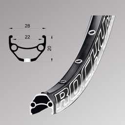 [55930302012001000001] Обід Remerx ROCKY 22 RX 3022, 26'', 559x22, 32 отв., AV, піст., чорн. анод., E-Bike